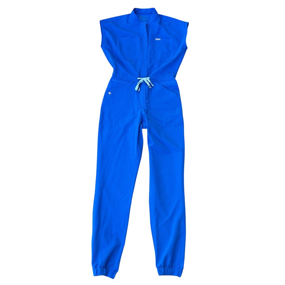 FIGS FIONx Rafaela Jogger Scrub Jumpsuit Royal Blue Cap Sleeve XS W22SW2035